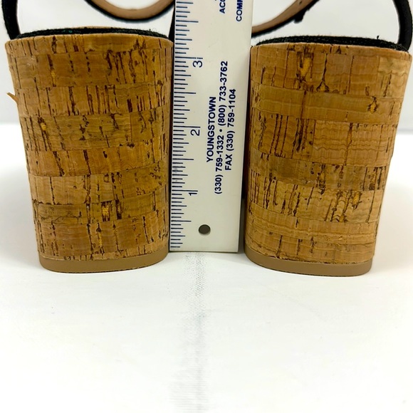 Universal Threads Millie Black Fabric Platform Cork Wedge Wrap Ankle - Picture 5 of 14